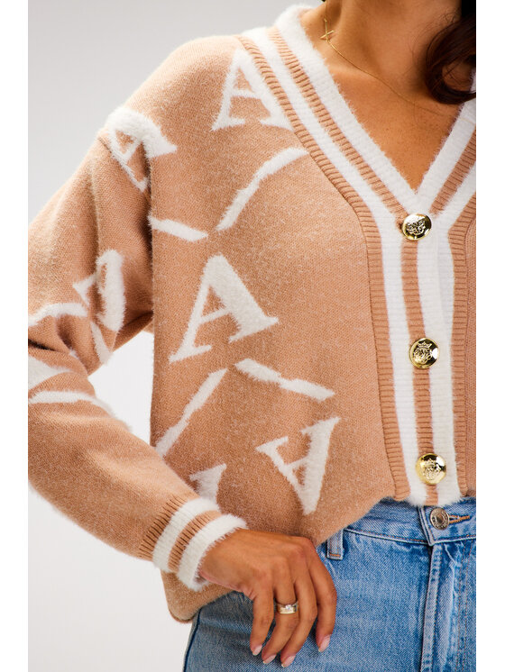 Awama Awama Sweter A614 Beżowy Basic Fit