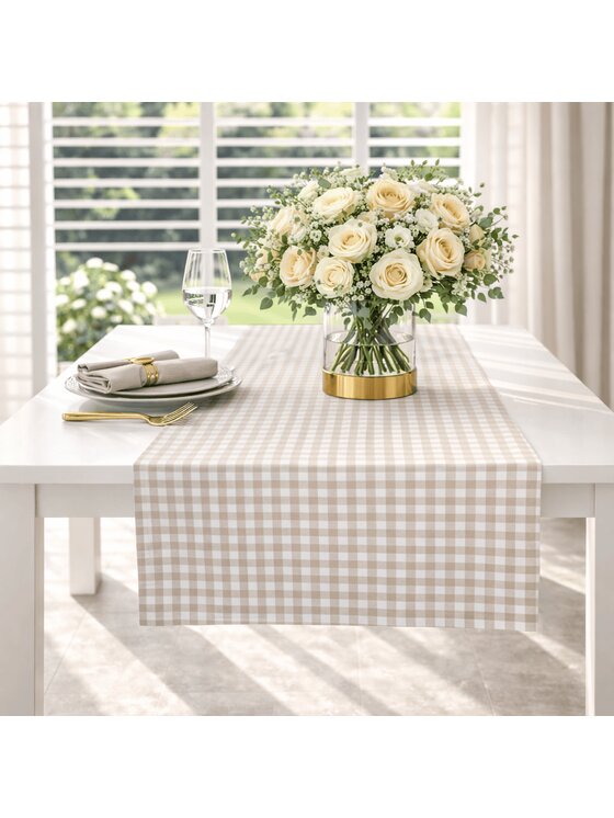 Roseberry Home Roseberry Home Bieżnik Beige Gingham Beżowy