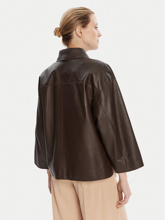 Weekend Max Mara Weekend Max Mara Usnjena jakna Stecca 2525446051 Rjava Relaxed Fit