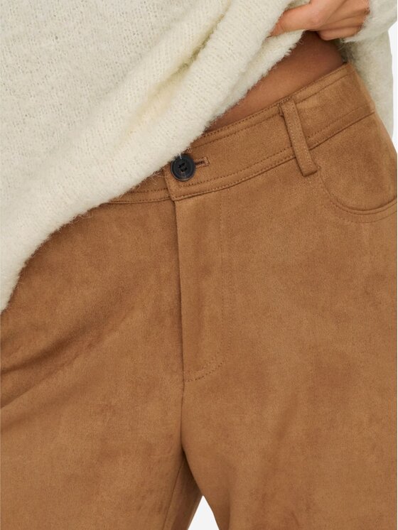 ONLY ONLY Παντελόνι Pantalone onlina life mnw str faux suade Καφέ Straight Fit