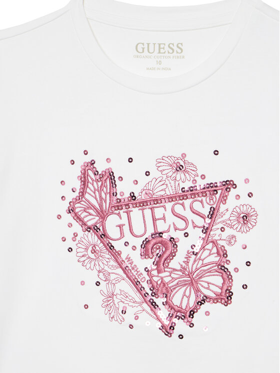 Guess Guess Tričko J5YI35 K6YW4 Biela Regular Fit