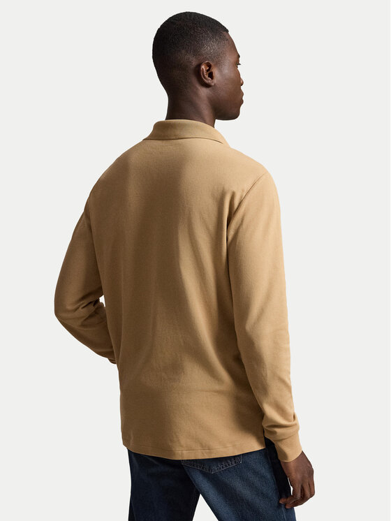 Polo Ralph Lauren Polo Ralph Lauren Тениска с яка и копчета 710955081500 Тъмнобежов Slim Fit