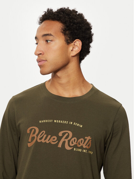 Blend Blend Pikkade varrukatega T-särk 20717825 Roheline Regular Fit