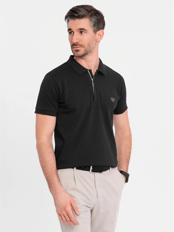 Ombre Ombre Polo OM-POSS-0148 Czarny Regular Fit
