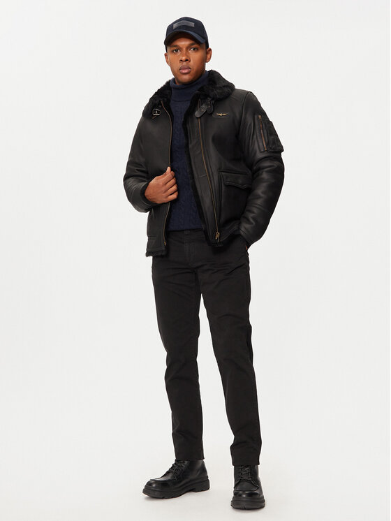 Aeronautica Militare Aeronautica Militare Fellmantel 242PN1621763 Schwarz Regular Fit
