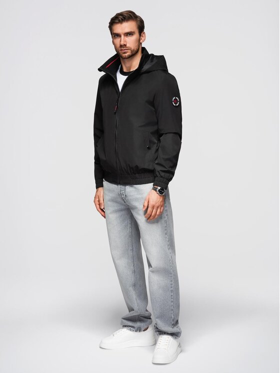 Ombre Ombre Kurtka przejściowa OM-JANP-0222 Czarny Regular Fit