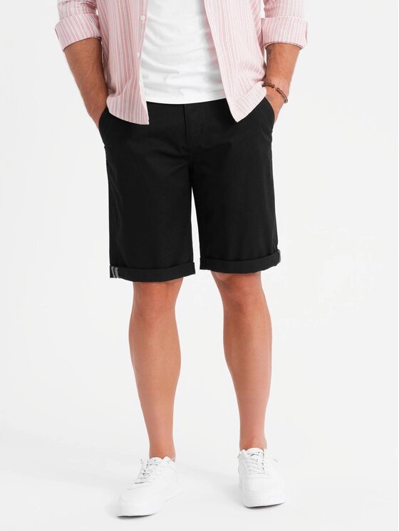 Ombre Ombre Szorty materiałowe OM-SRCS-0197 Czarny Regular Fit