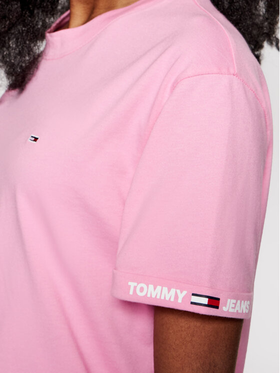 Tommy Jeans Marškinėliai Crop Branded DW0DW10130 Rožinė Cropped Fit •  Modivo.lt
