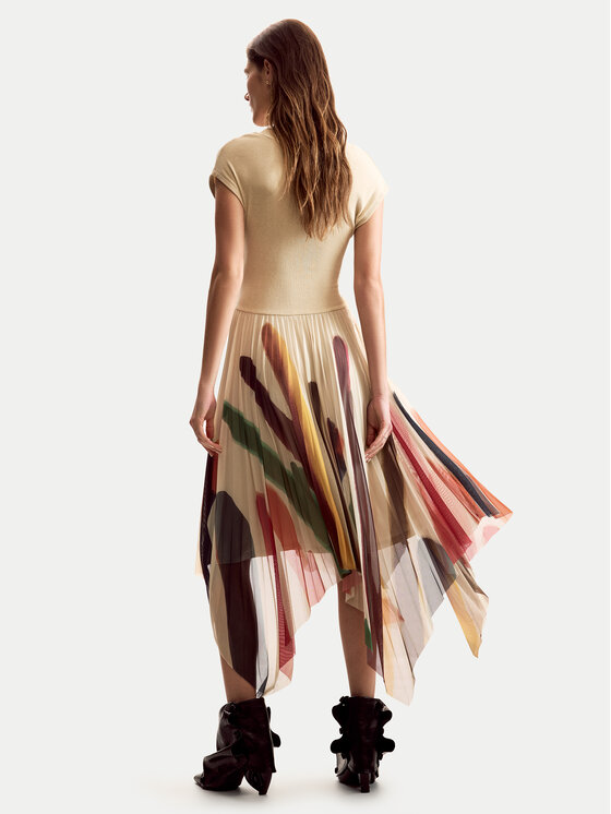 Desigual Desigual Kasdieninė suknelė Brushes Lacroix 26SWVK39 Smėlio Regular Fit