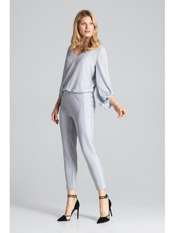 FIGL FIGL Dámské kalhoty M689 Šedá Regular Fit