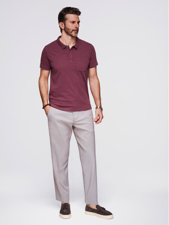 Ombre Ombre Polo OM-POWS-0142 Bordowy Regular Fit