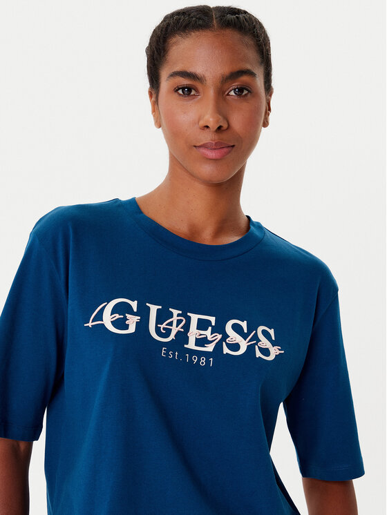 Guess Guess Тишърт V5YI02 I3Z14 Син Boxy Fit