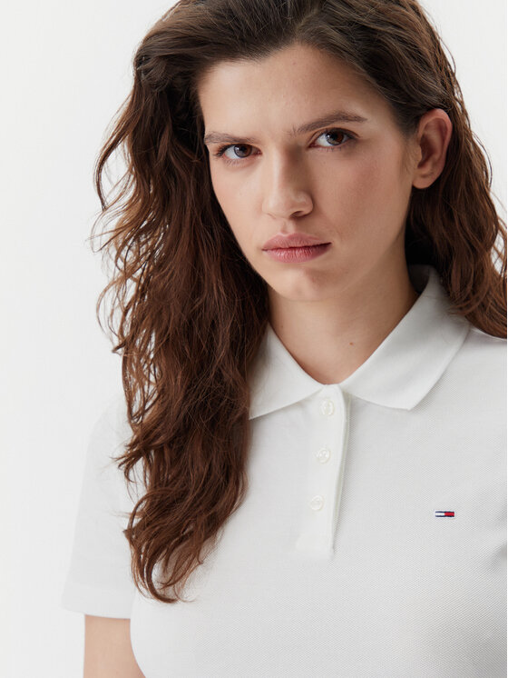Tommy Jeans Tommy Jeans Polo marškinėliai Essential DW0DW20160 Balta Slim Fit