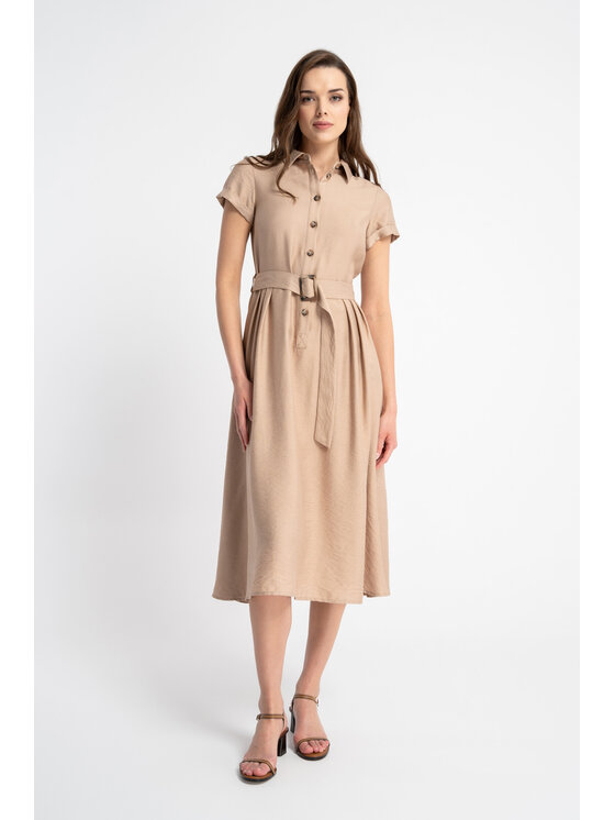 CLICK CLICK Letní šaty 60-6082 Béžová Comfortable Fit