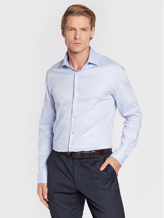 Calvin Klein Krekls K10K108427 Gaiši zils Fitted Fit