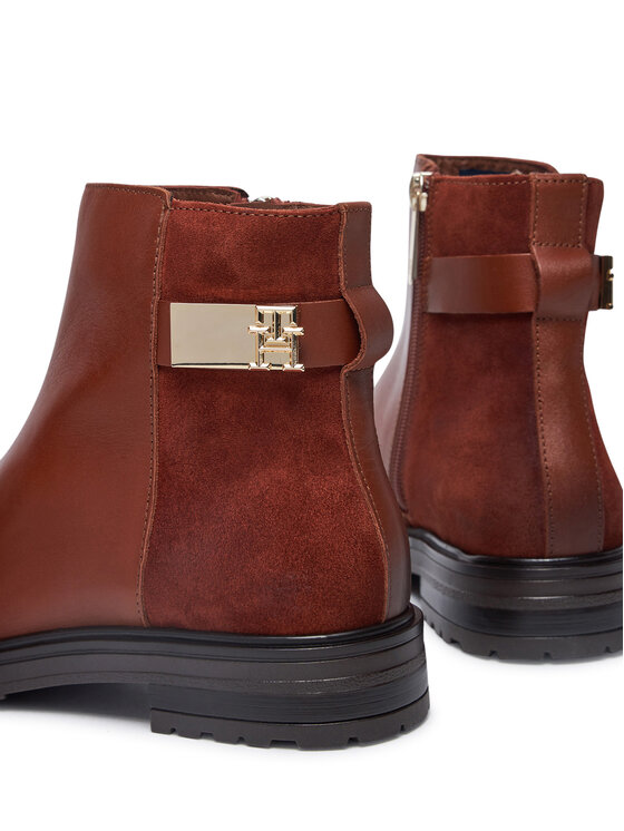 Tommy Hilfiger Tommy Hilfiger Botine Th Logo Leather Mix Chelsea FW0FW08336 Maro