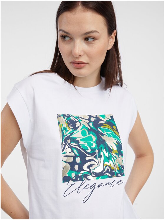 Orsay Orsay T-Shirt 116022000000__S Biały Regular Fit