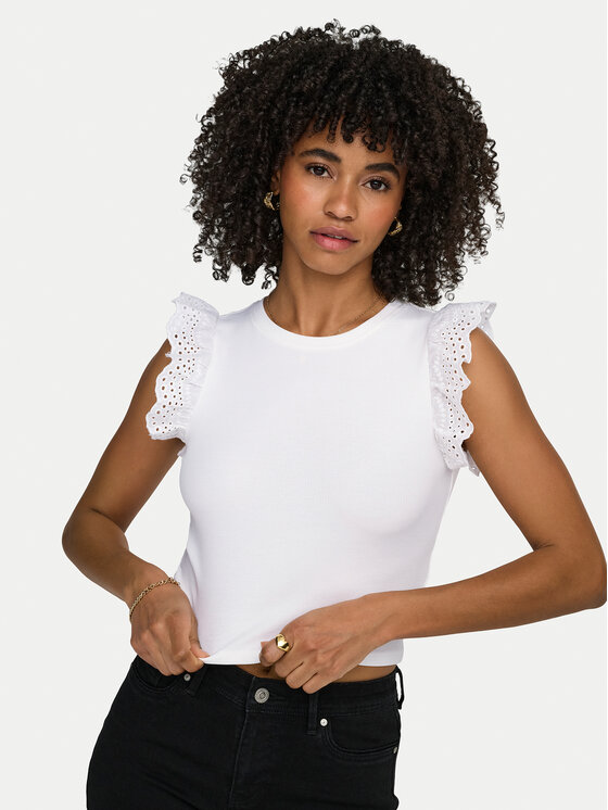 ONLY ONLY топ Mathilda 15308890 Бял Regular Fit