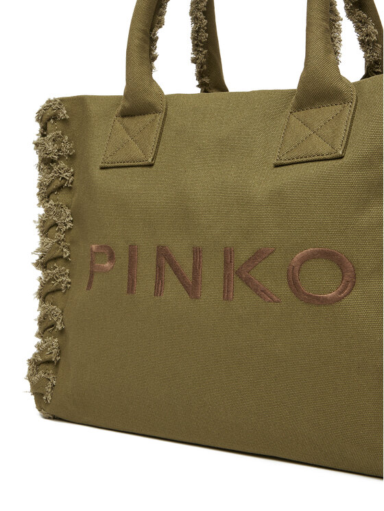 PINKO PINKO Borsa BEACH SHOPPING CANVAS RICICLATO Verde
