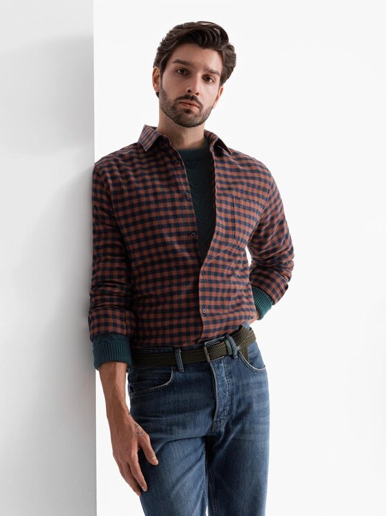 Ombre Ombre Košile OM-SHCS-0150 Bordó Regular Fit