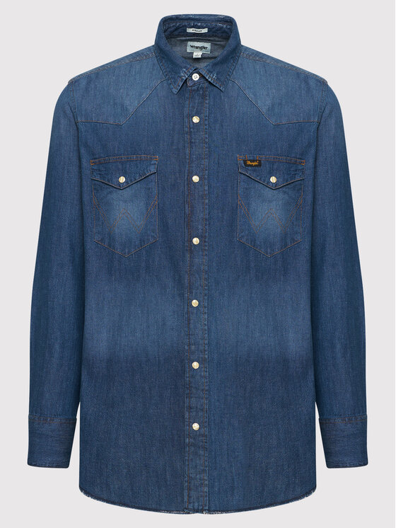 Wrangler Wrangler Τζιν πουκάμισο Workshirt W5D1AK725 112141437 Μπλε Regular Fit