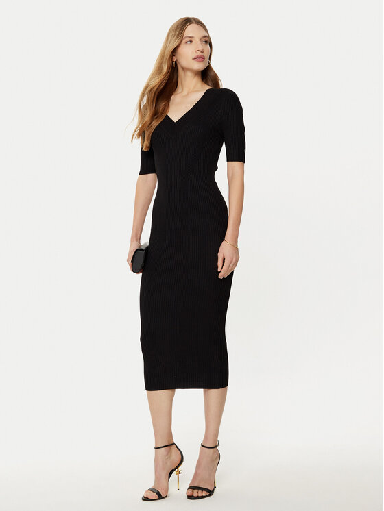 Guess Guess Džemper haljina W5RK11 Z2V62 Crna Bodycon Fit