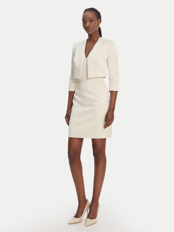 Elisabetta Franchi Elisabetta Franchi Koktejlové šaty TB-001-61E2-V550 Écru Regular Fit