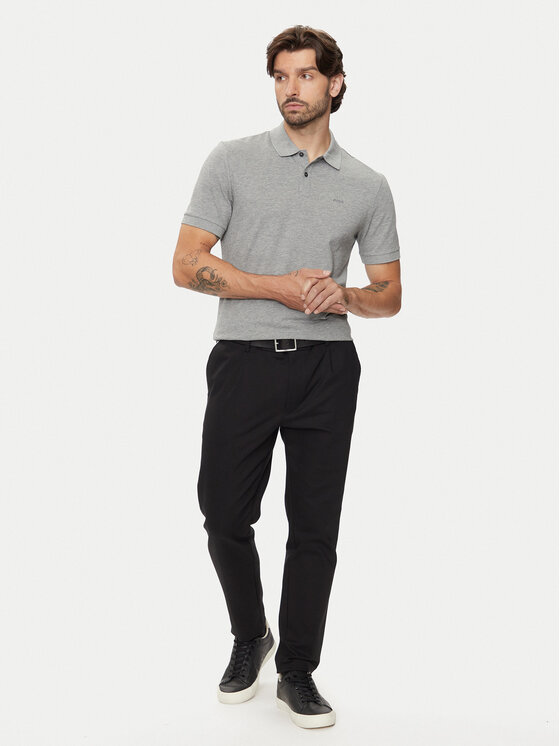 BOSS Boss Тениска с яка и копчета Pallas 50468362 Сив Regular Fit