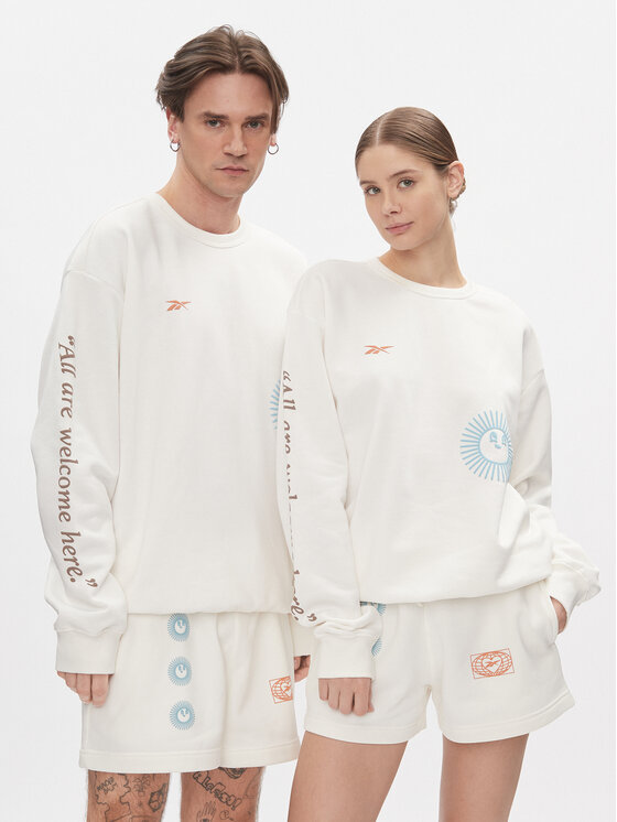 Reebok Džemperis ar kapuci Classics Good Vibes Crew Sweatshirt HT6116 Écru