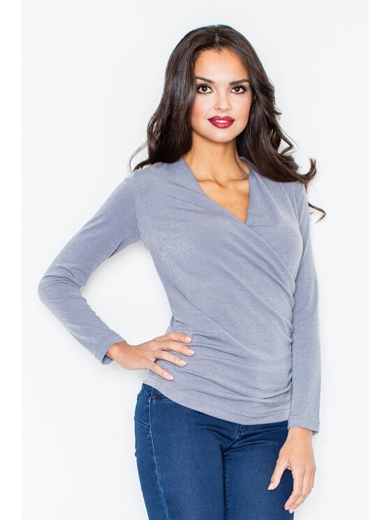 FIGL FIGL Sweter M247 Szary Regular Fit