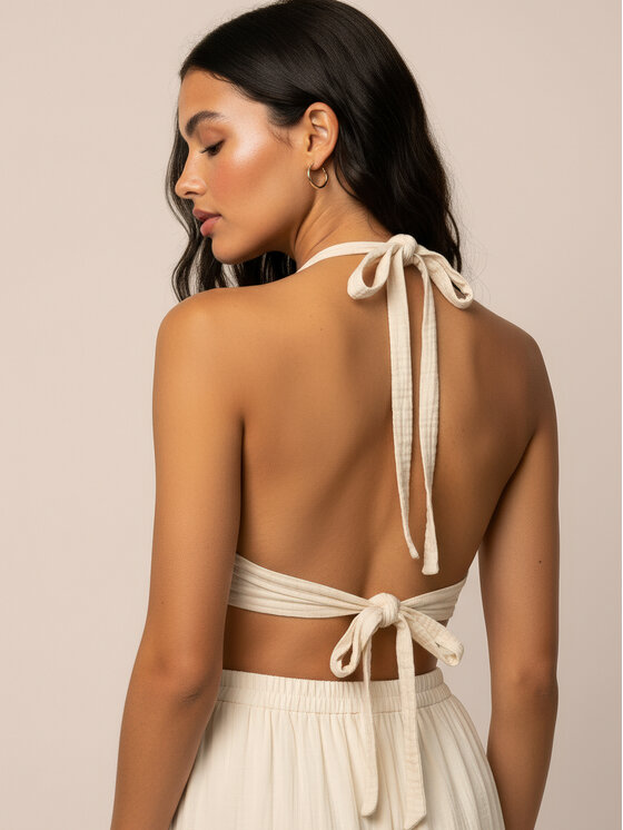 Hottie Hot Hottie Hot Τοπ letni boho NAYA Εκρού Slim Fit