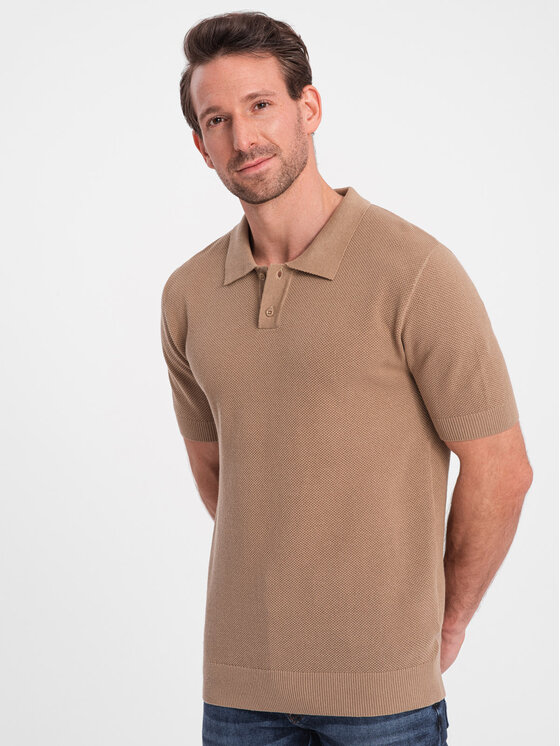 Ombre Ombre Polokošile OM-POSS-0117 Hnědá Regular Fit