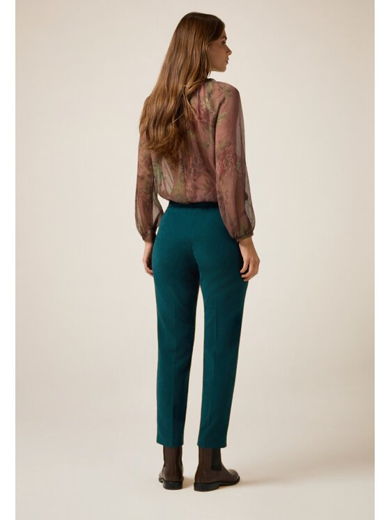 Oltre Oltre Pantaloni di tessuto P011R009067N035 Turchese Regular Fit