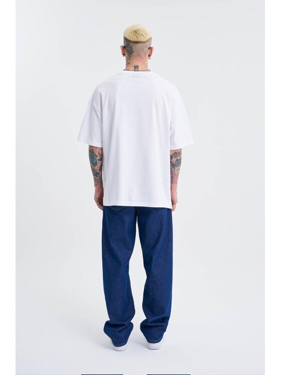 MyStars MyStars T-Shirt Koszulka Z Krótkim Rękawem Oversize Męska Biała Machinist Dangerous XL Biały Oversize