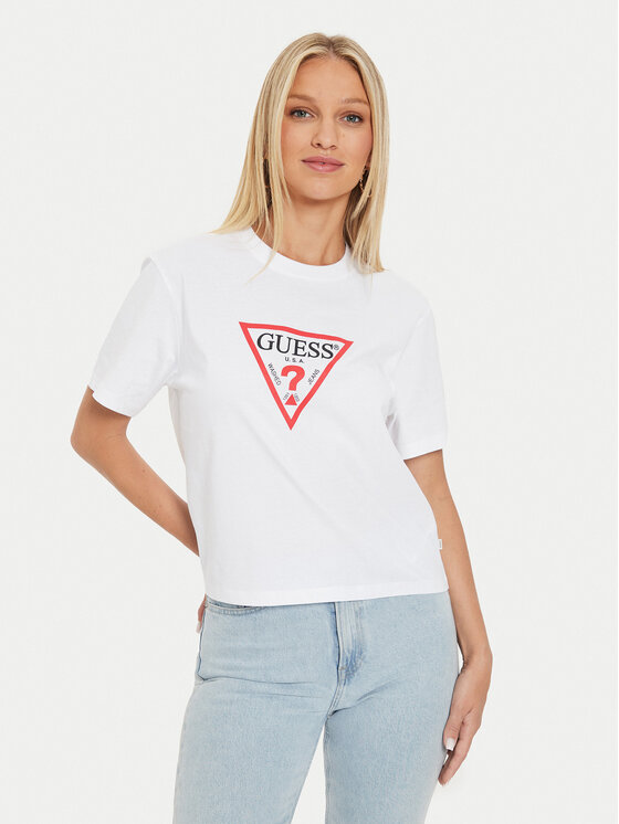 Guess T-shirt W4YI73 K8HM0 Bijela Boxy Fit