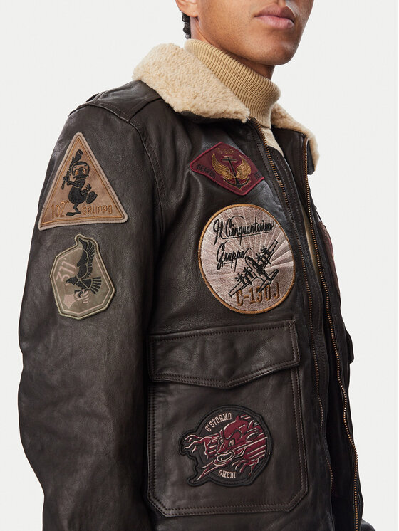 Aeronautica Militare Aeronautica Militare Шкіряна куртка 262PN0968U100839 Темно-бежевий Regular Fit