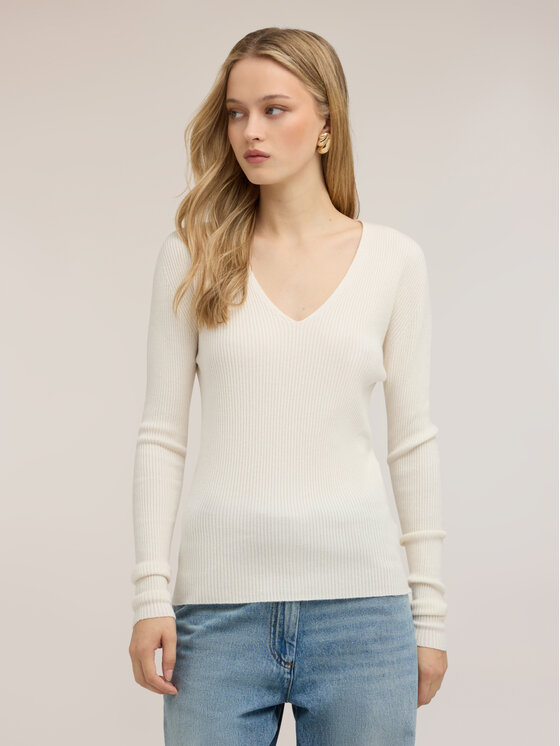 Motivi Motivi Sweter M340E002399N011 Biały Slim Fit