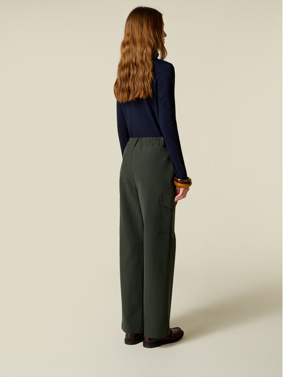 Oltre Oltre Pantaloni di tessuto P755R009429N035 Verde Baggy Fit