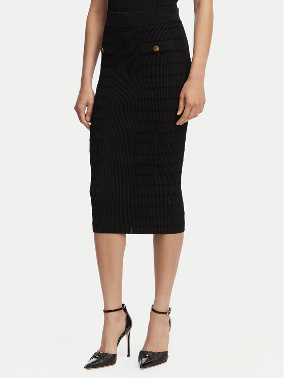 Guess Guess Tiesus sijonas W5YD66 Z0130 Juoda Slim Fit