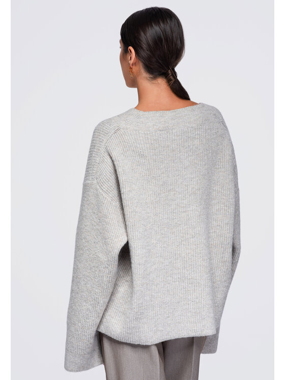 Ombre Ombre Sweter OW-SW-E0013 Szary Relaxed Fit