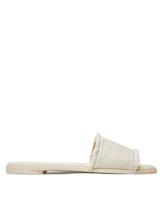Tommy Hilfiger Tommy Hilfiger Шльопанці Fringe Canvas Flat Sandal FW0FW08908 Бежевий