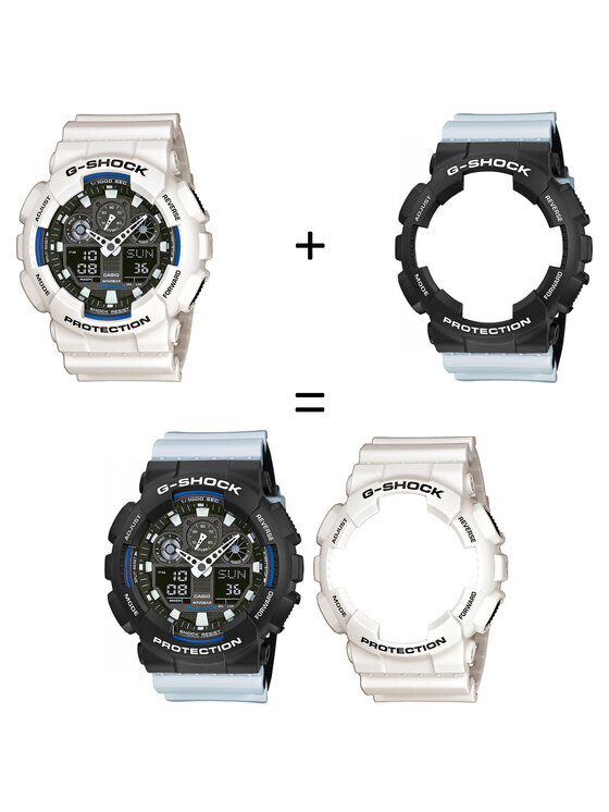 Casio Casio Zegarek SET GA-100B-7AER + BEZEL 10508136 + PASEK 10527469 Biały