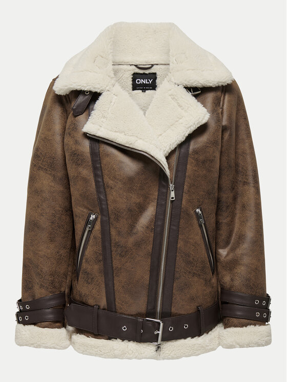 ONLY ONLY Műbőr dzseki Olympia 15322432 Barna Relaxed Fit