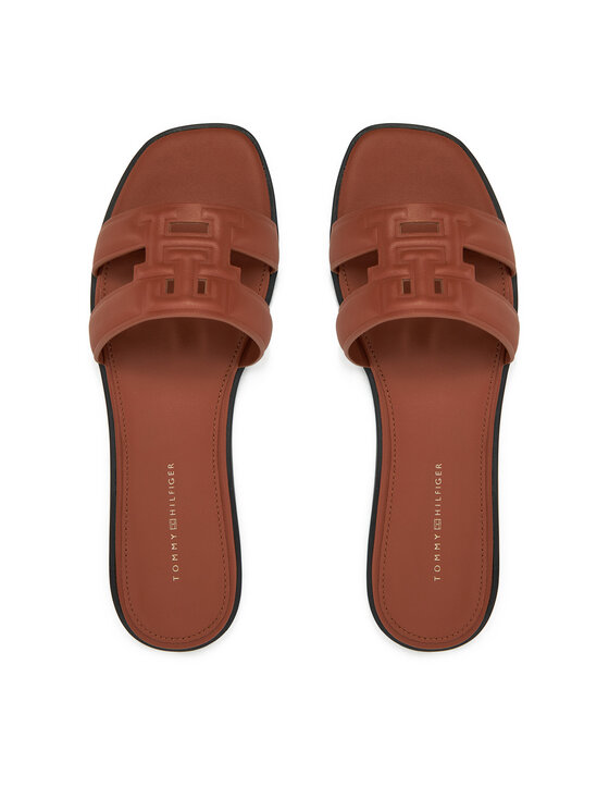 Tommy Hilfiger Tommy Hilfiger Natikači Th Logo Strap Mule FW0FW08671 Rjava