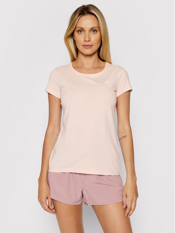 4F 4F T-Shirt NOSH4-TSD001 Różowy Regular Fit