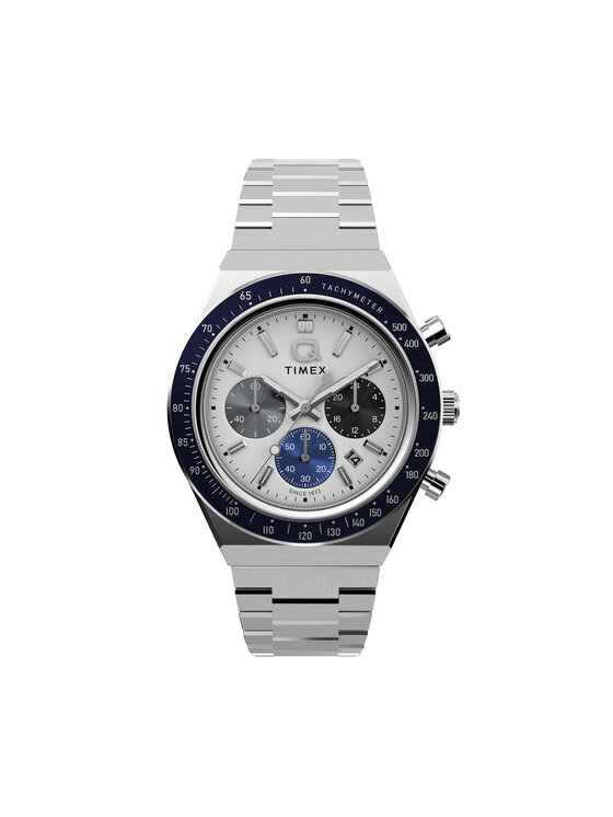 Timex Timex Ročna ura Q Timex® Chronograph TW2Y36200 Srebrna