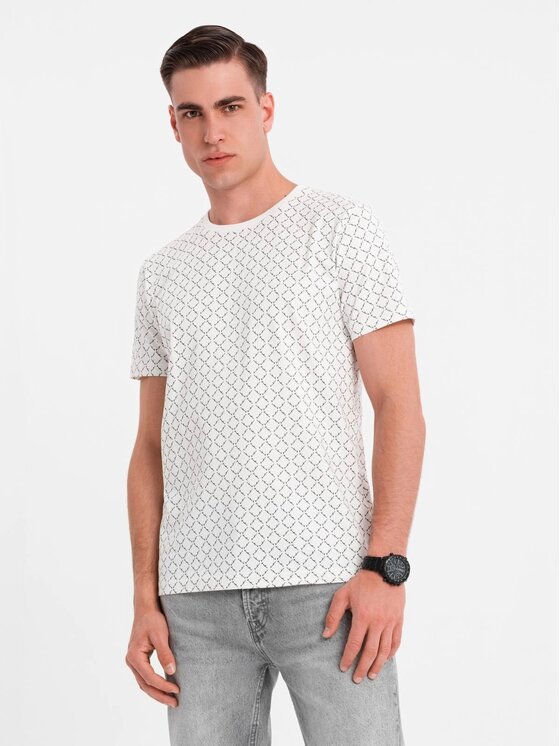 Ombre Ombre T-Shirt OM-TSFP-0250 Biały Regular Fit