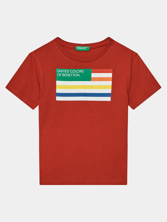 United Colors Of Benetton T-shirt Con Stampa Logo Glitter, Taglia 2XL  Bambini Red Coral