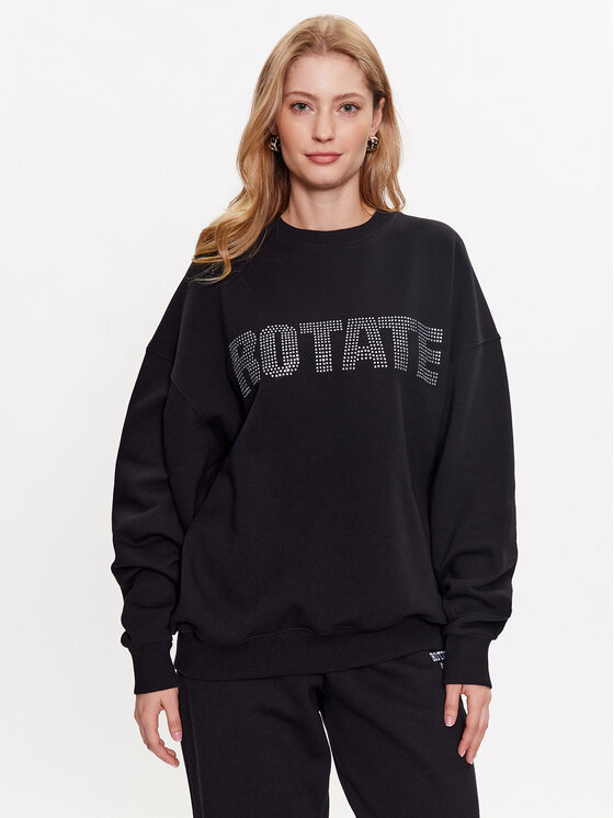ROTATE Mikina Rhinestone Irisa 700187100 Čierna Regular Fit