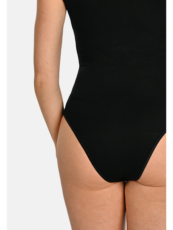 Teyli Teyli Body damskie na szerokich ramiączkach Esme Czarny Regular Fit